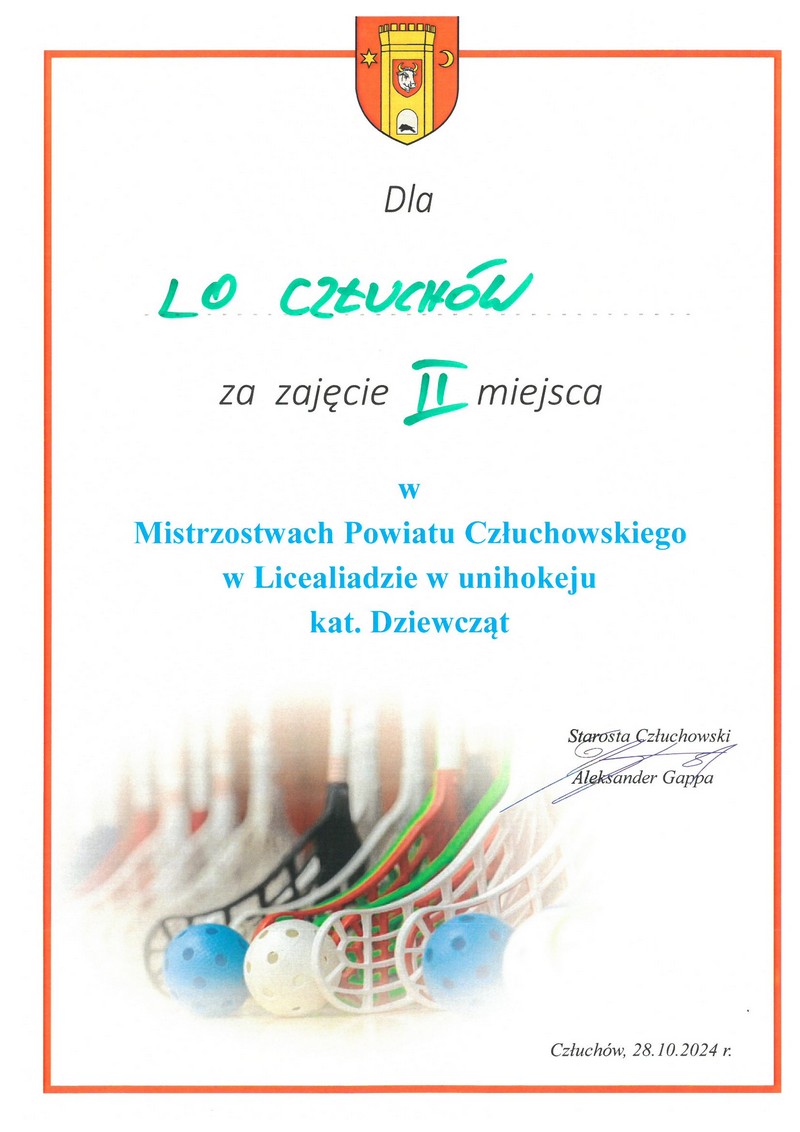 dyplom unihokej
