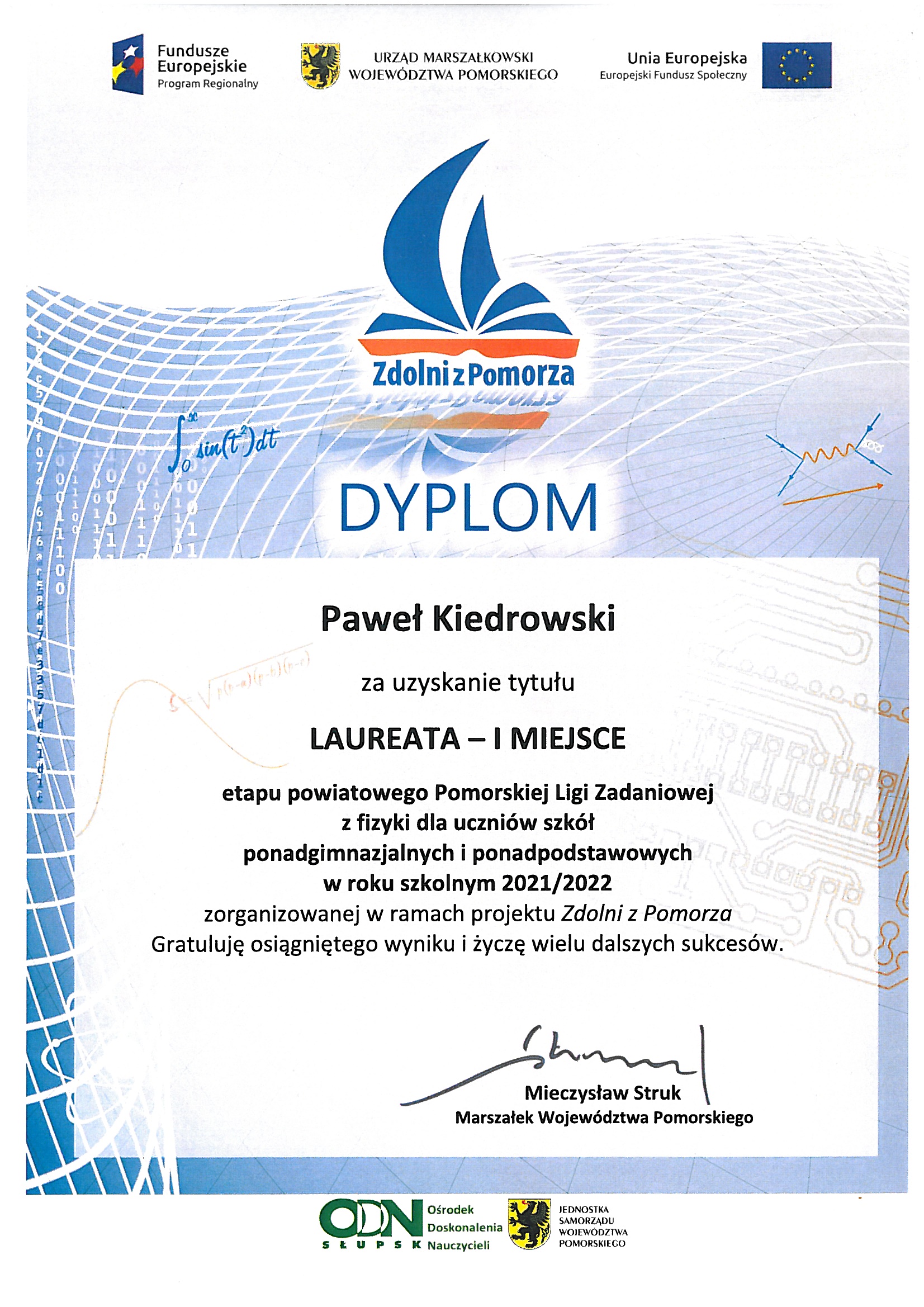 Laureat etapu powiatowego